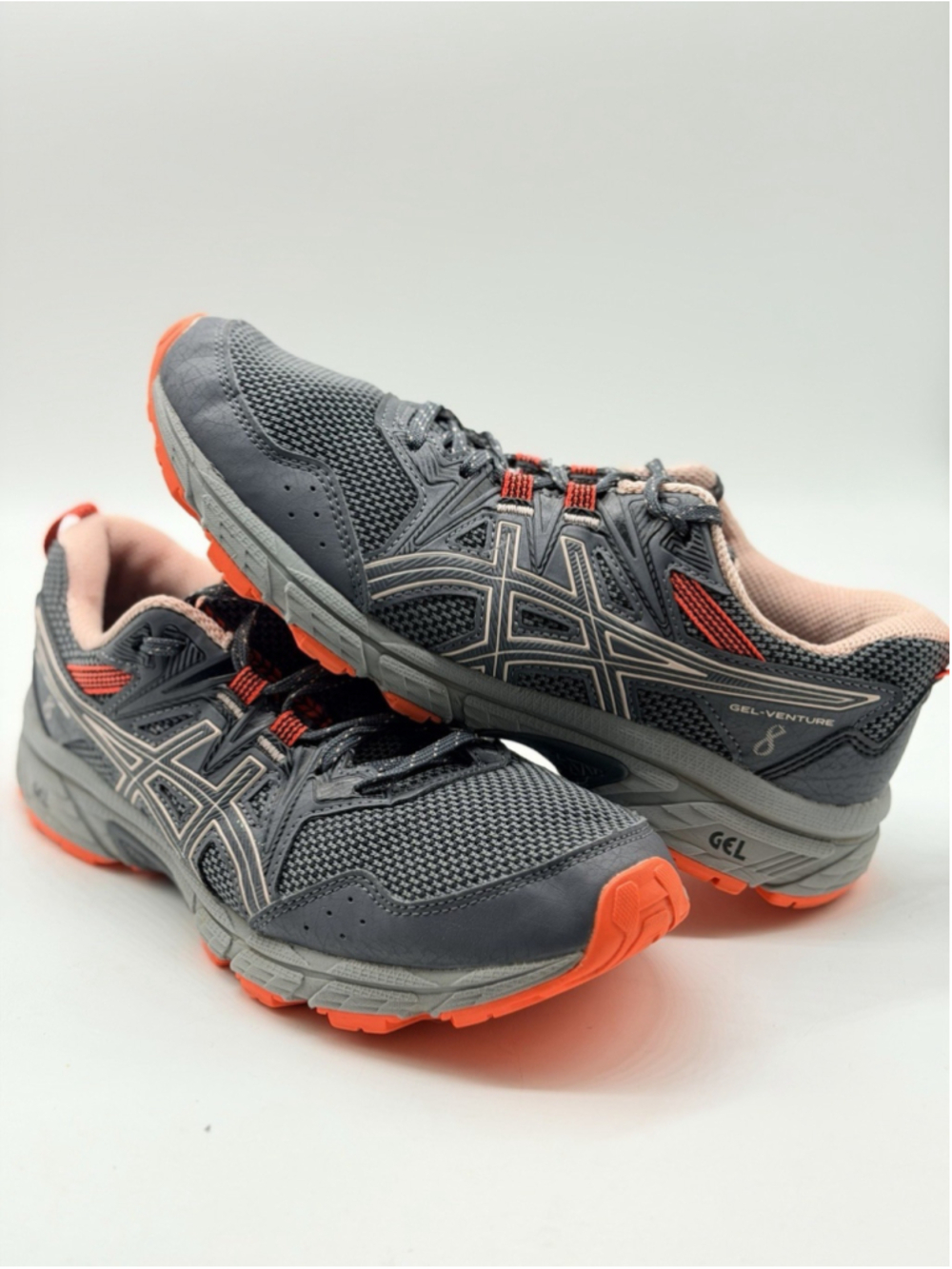 Asics Gel Venture 8 Sneakers Womens 7 Gray Ginger Peach 102A708 Trail Running